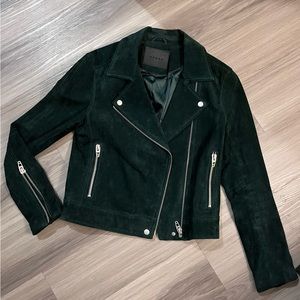 Blank NYC Dark Green Suede Leather Jacket